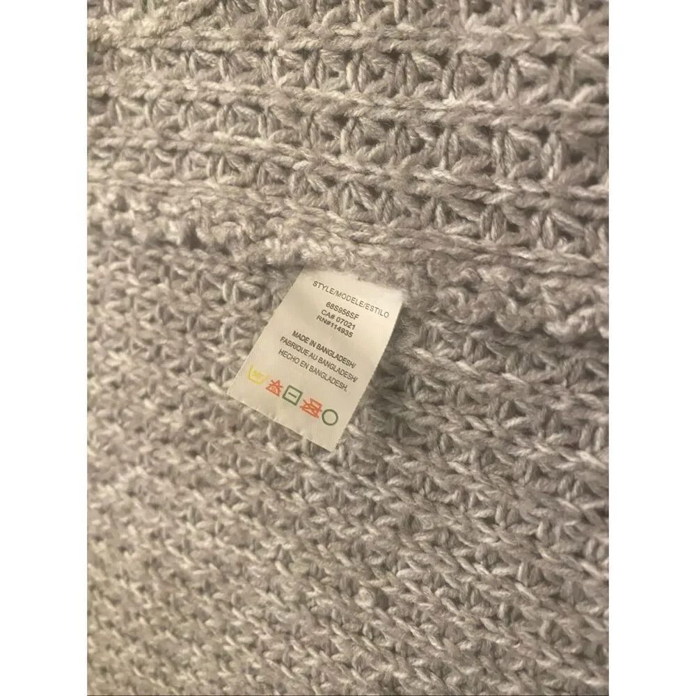 RD Style Women's Gray Knit Open Front Long Sleeve Cardigan Sweater Medium